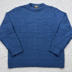 Pendleton Thomas Kay Sweater Mens XL Blue 3D Textured Lambs Wool Heavy Knit Mock